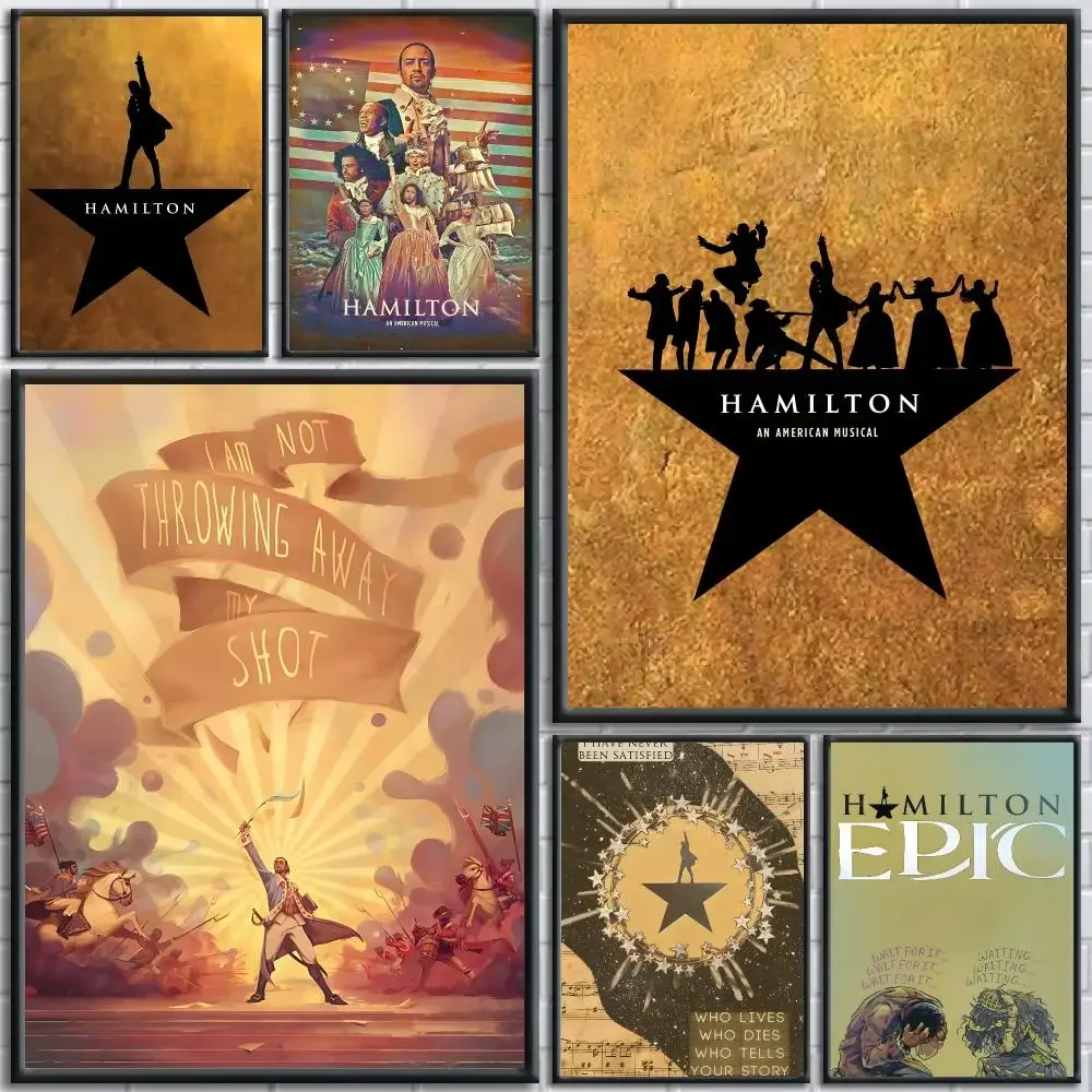 Hamilton Musical Vintage Poster Painting Prints Wall Art Picture Film Room Home Bar Cafe Decor Home  Mural