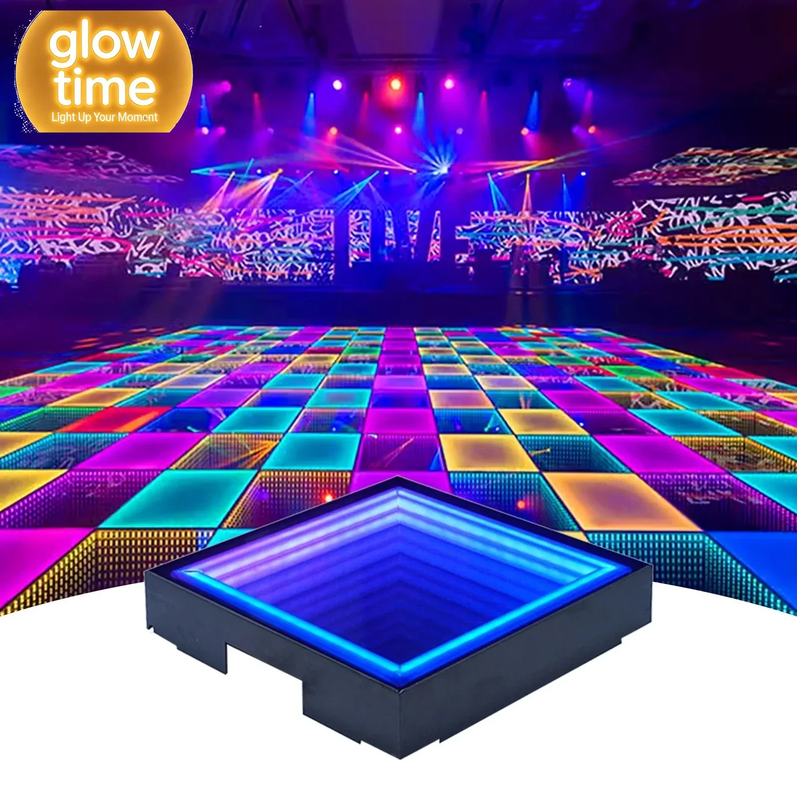 LED Dance Floor Tile Stage Effect Lights Professional RGB 3D Mirror Floor Light Up for DJ Disco Club Wedding Party Stage Panels