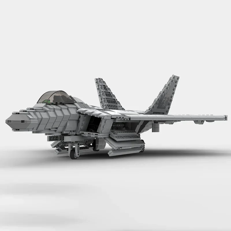 Bloques de construcción Moc de la serie militar, escala 1:35, modelo F-22 Raptor, tecnología, bloques de avión, montaje DIY, juguete de combate para
