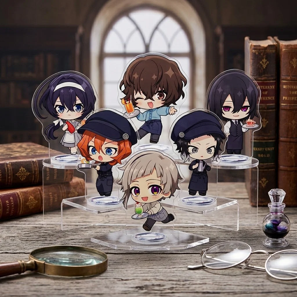 Anime Bungo Stray Dogs Acrylic Stand Keychain 10CM Q Version Dazai Osamu Nakahara Chuuya Table Decor Fans Collection