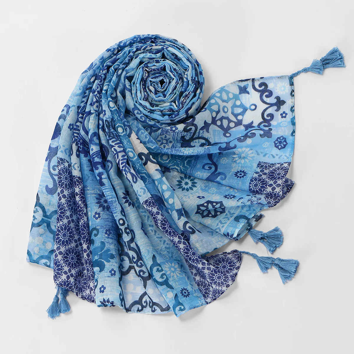 New Print Cotton Linen Scarf Hijab Woman Muslim Hijabs Tassels Shawl Soft Lady Headwraps Islam Turban Ramadan Headscarf Scarves