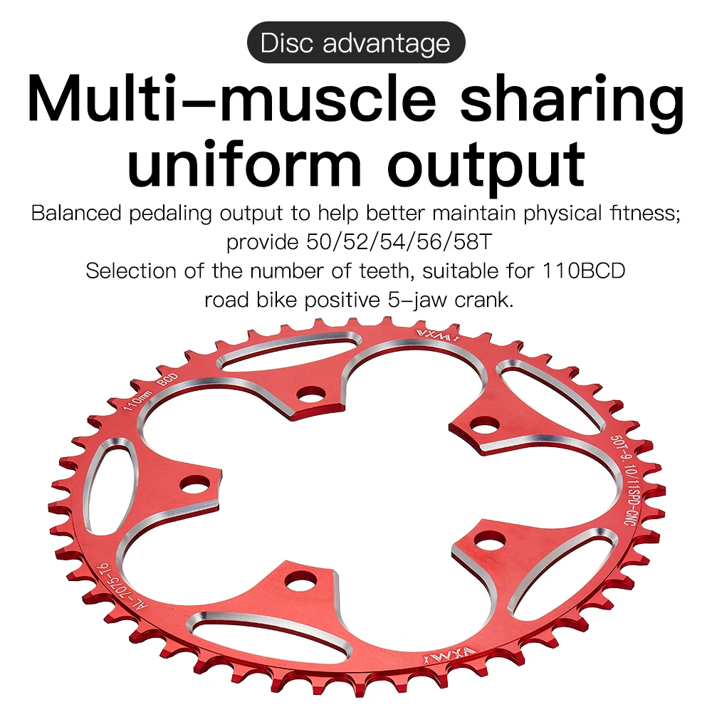 VXM 110/5 BCD road Narrow and wide Chainring MTB Bike 36T-58T Crankset Crown Star Ring  for Shimano 110 BCD Give 5PCS Pan Nail