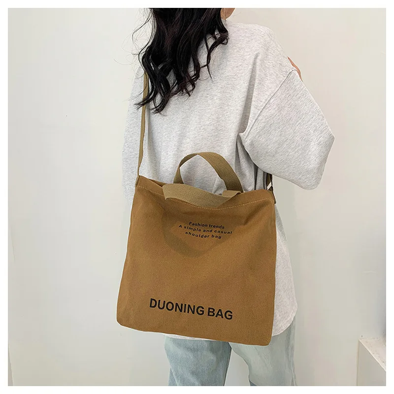 Large Capacity Casual Tote Bags For Women, Letter Canvas Handbags Ladies Shoulder Bag For Commuting Travel Shopping