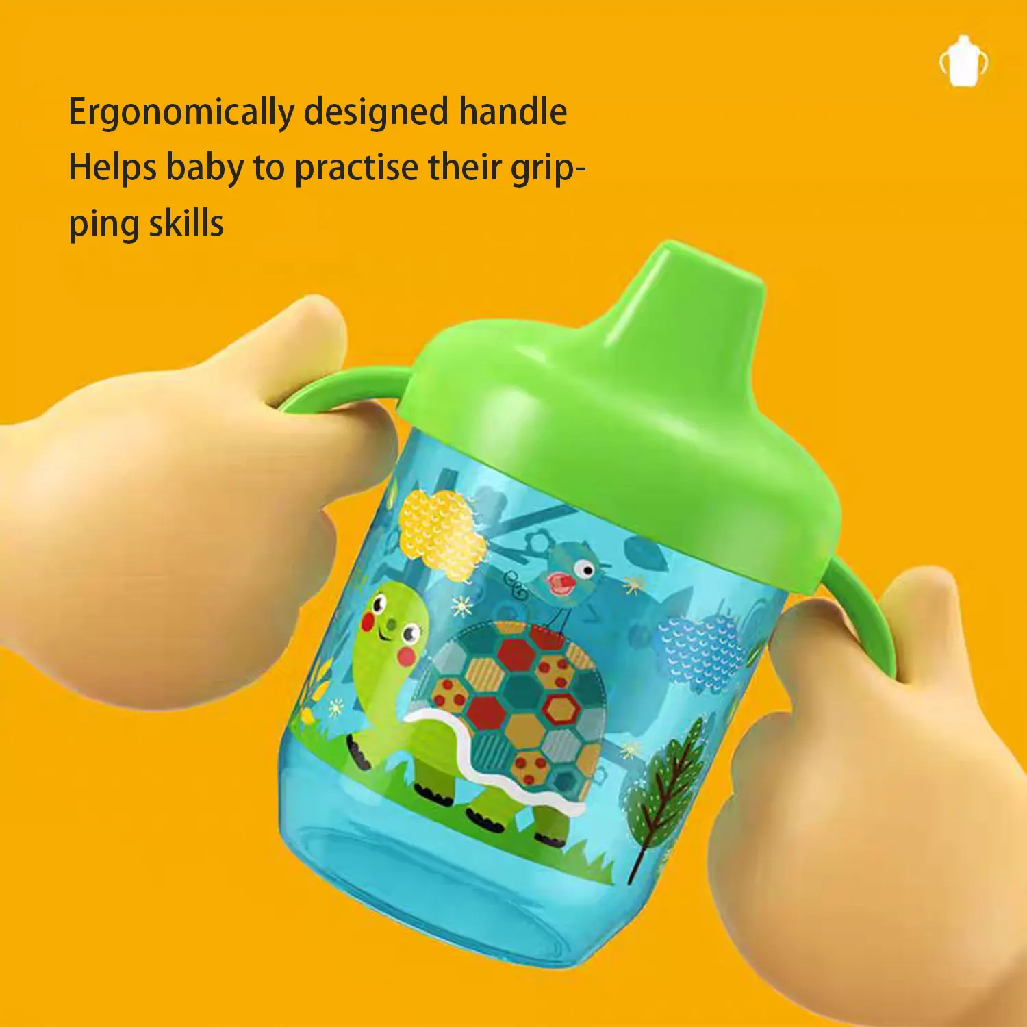 Babies over 11 months old learn to drink duckbill cups with handles, wide caliber, easy to clean, safe PP material, anti drop