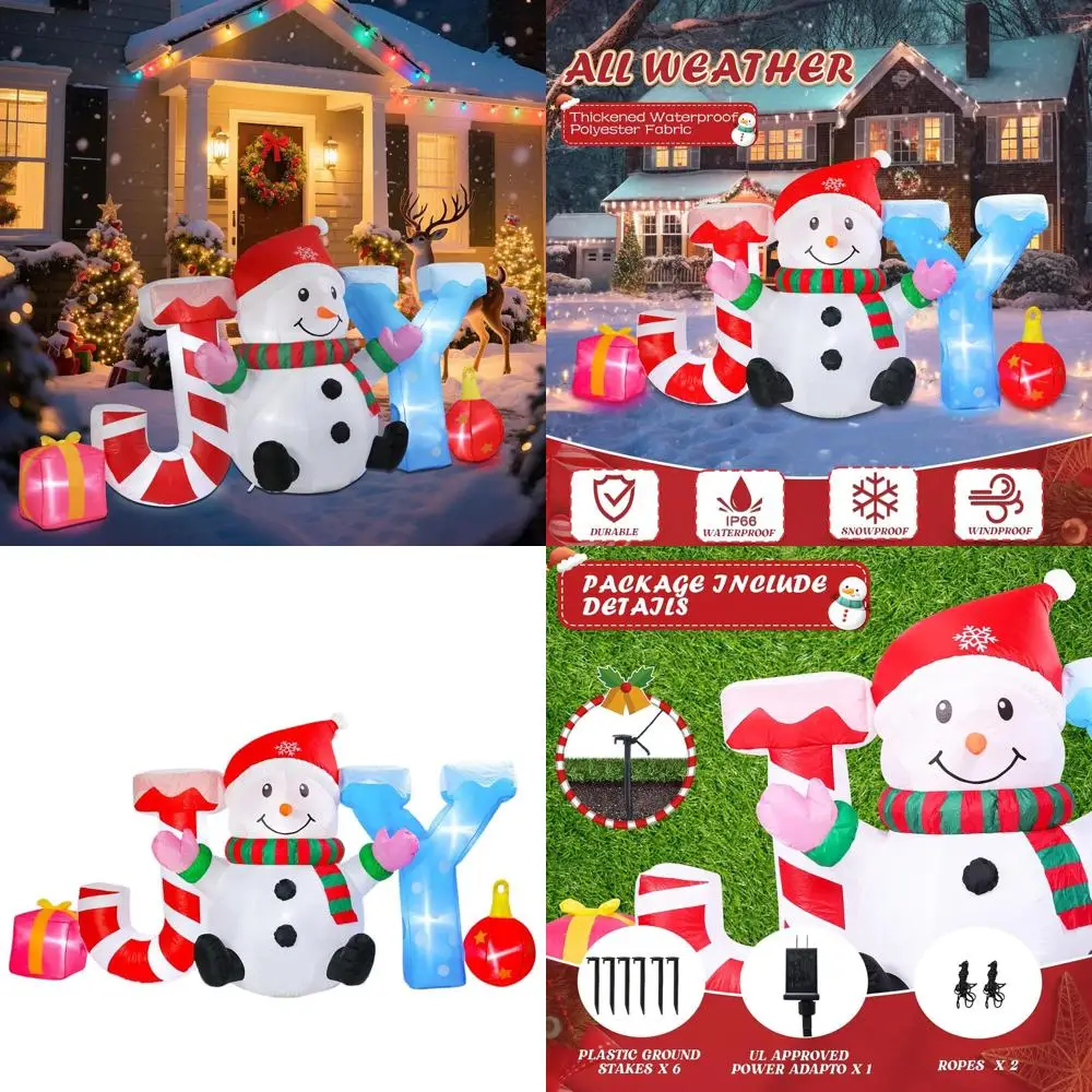 

Радостный снеговик, надувное уличное рождественское украшение со светодиодной подсветкой для праздничного сезона