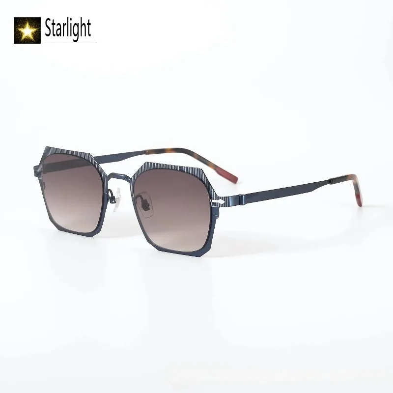 

Top Quality Ultra Light Titanium Sunglasses Men Women Gradient Brown Vintage Fashion Female Glasses Man Eyewear UV400 No Logo