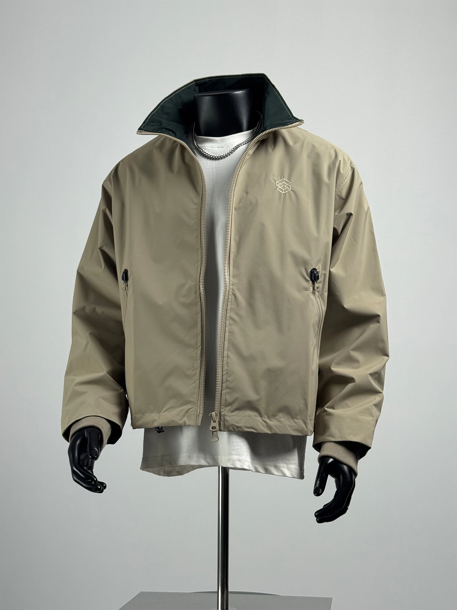 

Casual Loose Fit Men's Workwear Jaet Autumn 2025 Simple Versatile Color Blo Stand Collar Long Sve Zipper Closure Top