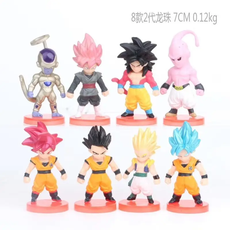 8pcs Dragon Ball Z Super Saiyan Son Goku Anime Figure Majin Buu Frieze Action Model Ornament Doll Gifts Collectible Hobby Toy