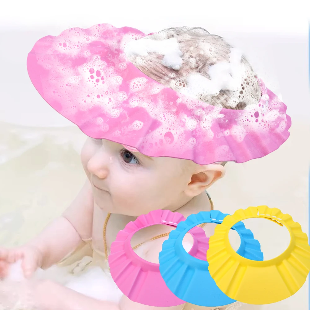 

Baby Shampoo Cap Adjustable EVA Waterproof Kids Shower Cap Without Ear Protection Shampoo Cap Children's Shower Accessories