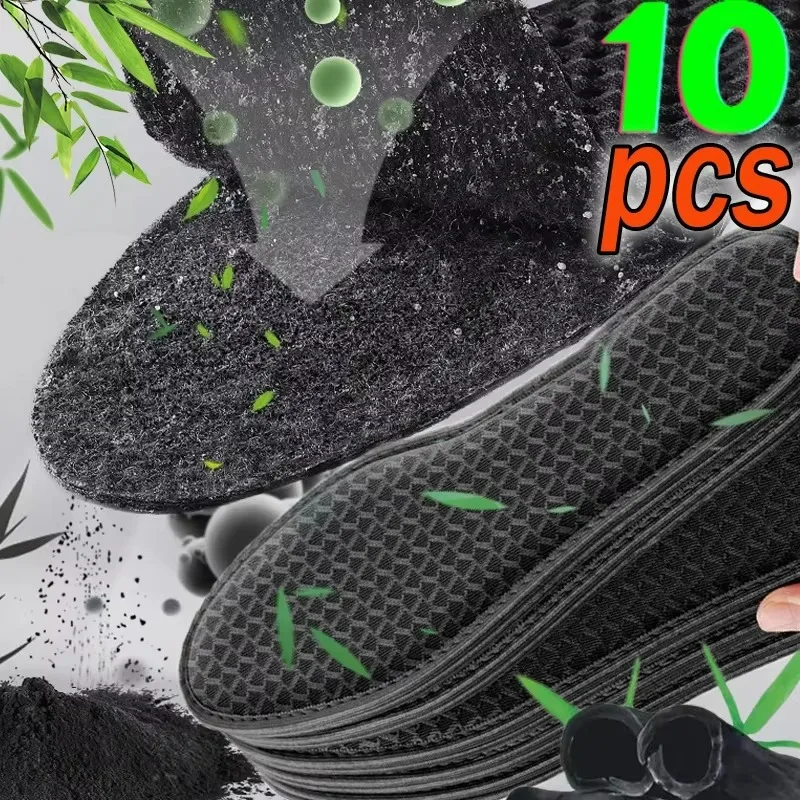 2/4/6/8pcs Bamboo Charcoal Deodorant Insoles Mesh Breathable Absorb-Sweat Shoe Pads Men Running Sport Insert Light Weight Insole