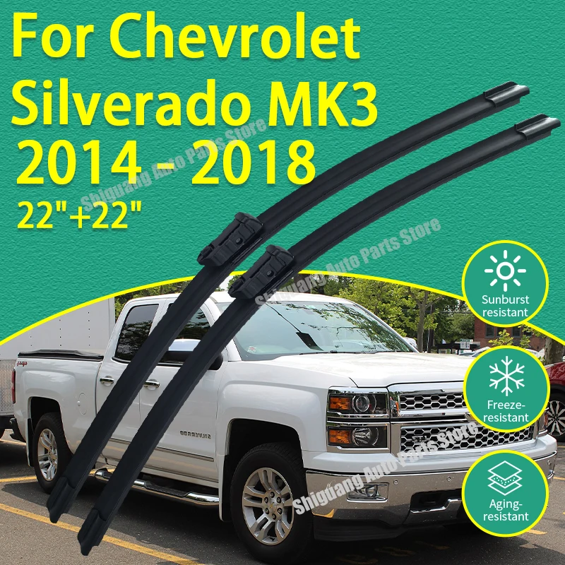 

Front Silicone Coating Wipers for Chevrolet Silverado MK3 2014 - 2018 Car Wiper Windshield Windscreen Blades Accessories 2015