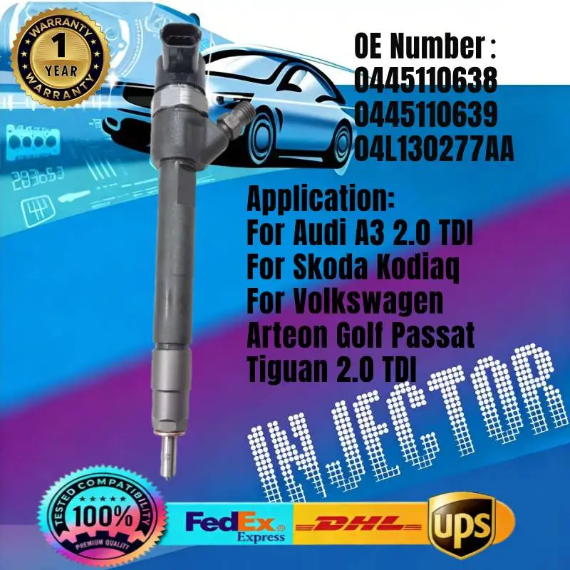 

0445110638 0445110639 04L130277AA Common Rail Fuel Injector for Audi A3 2.0 for Skoda Kodiaq for VW Arteon Golf Passat Tiguan