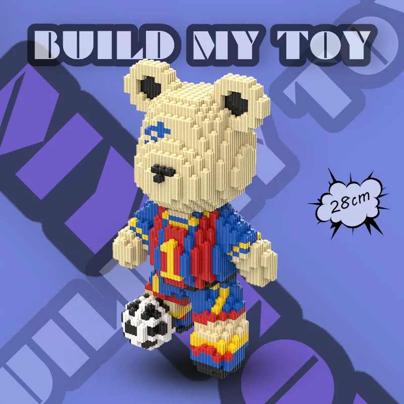 Bear Building Blocks Football Violent Bear Bricks Assembly Colorful 3D Model Mini Bricks Figure Toys For Christmas Gifts - view 6
