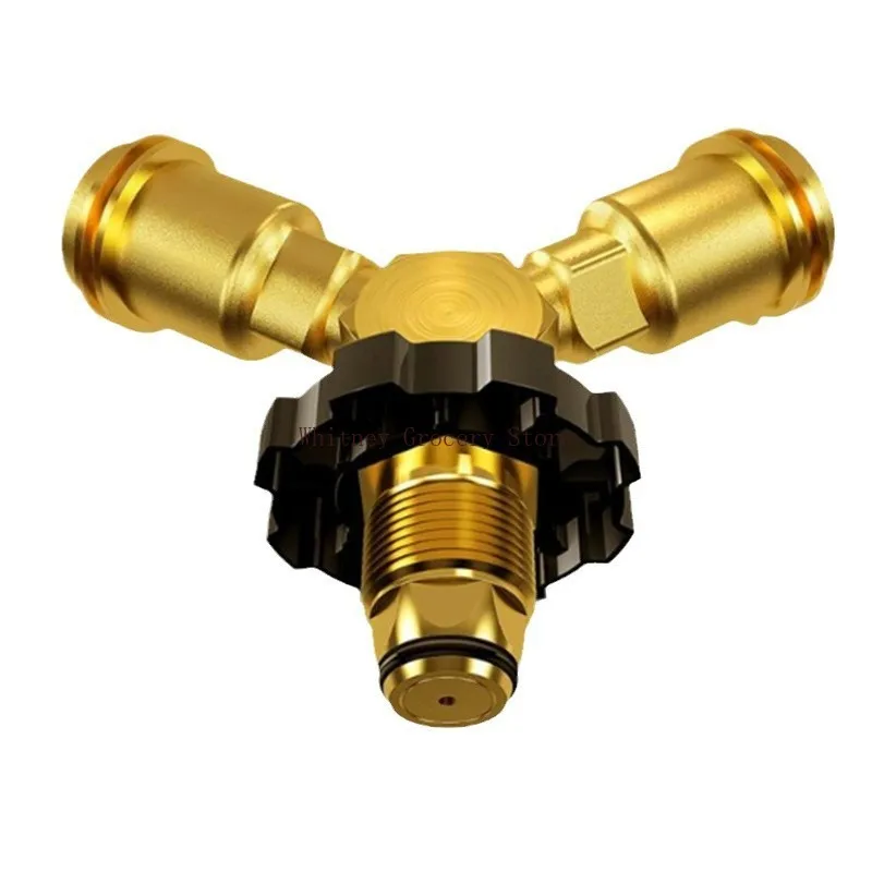 Outdoor Camping Hiking Stove Adaptor Propane Tank Y-Splitter Adapter Two Furnace Connector Way LPG Adapter Tee Connector