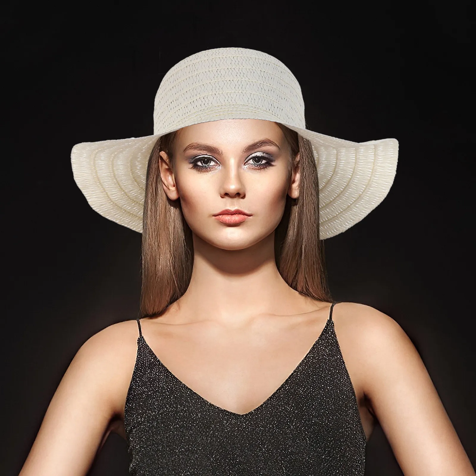 12Pcs Unpainted Blank Wide Brim Straw Hat for DIY Painting Graffiti Craft Kids Adults Garden Beach Sun Protection Japanese
