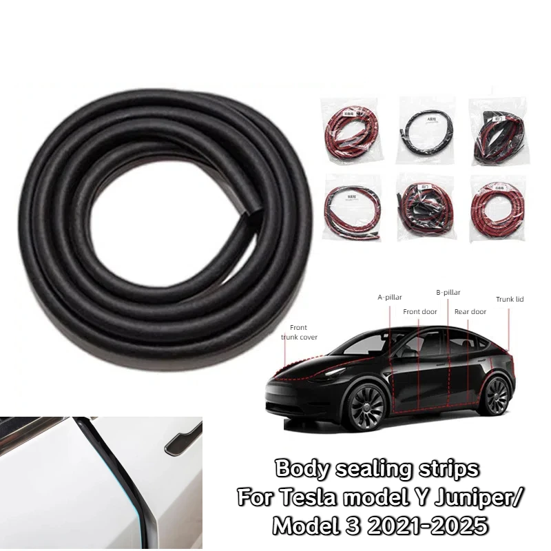 

Для Tesla Model Y Juniper/Model 3 2025, уплотнительные ленты, B-столб, C-столб, люк на крыше, звукоизоляция, шумоподавление, резиновые полоски