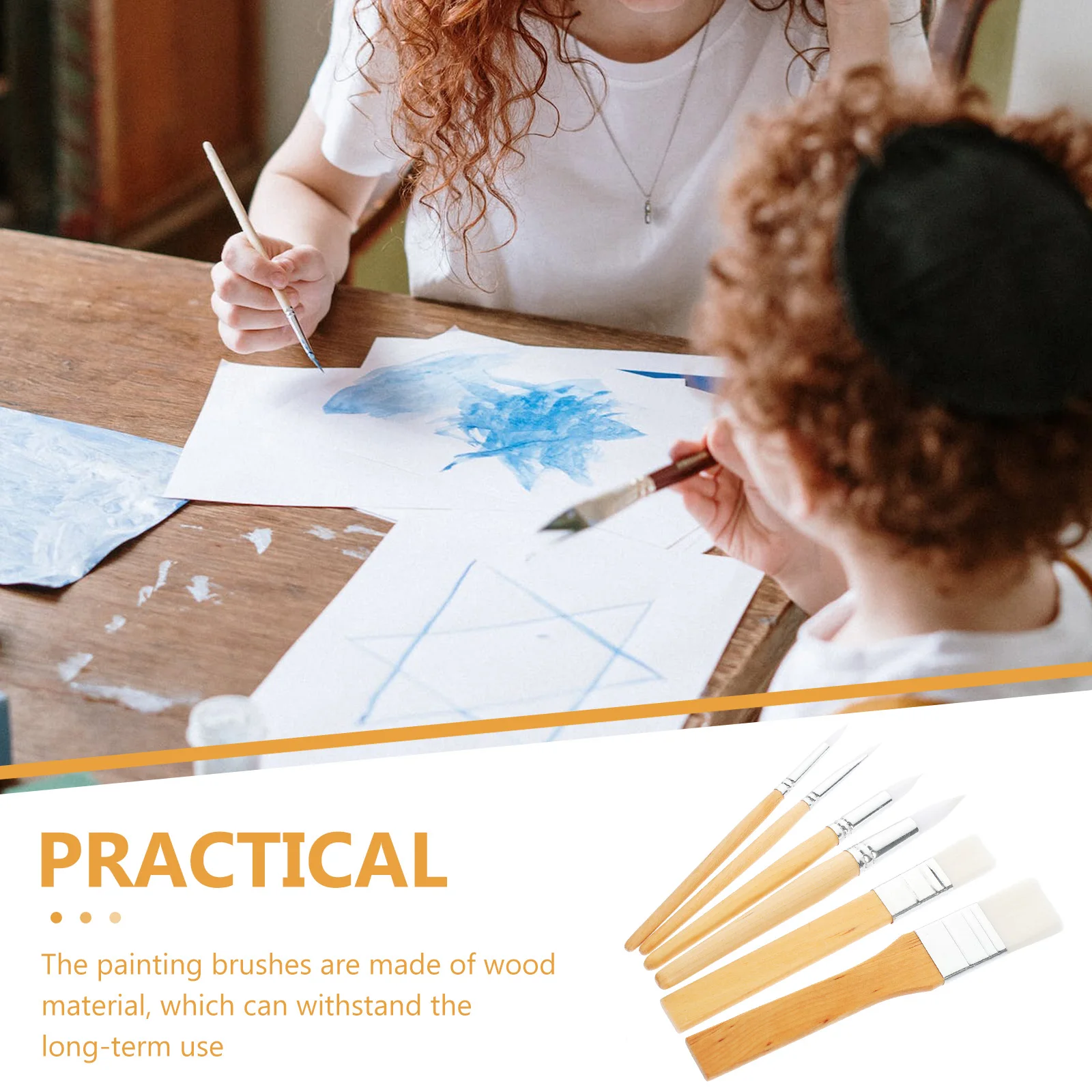 

6pcs Oil Set Wood Handle For Watercolor Acrylic Gouache Water Color Paintbrushes Painting Art Student Supplies Kit Painting Tool