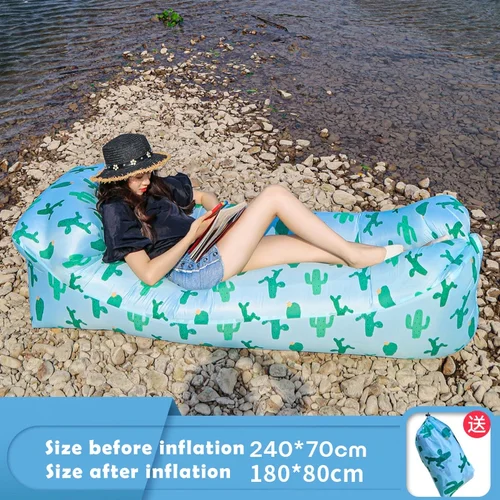 Imagen 2 del producto Sofá cama inflable, bolsa de aire hinchable rápido de buena calidad, saco de dormir, para playa y aire libre, tendencia, 240x70 cm