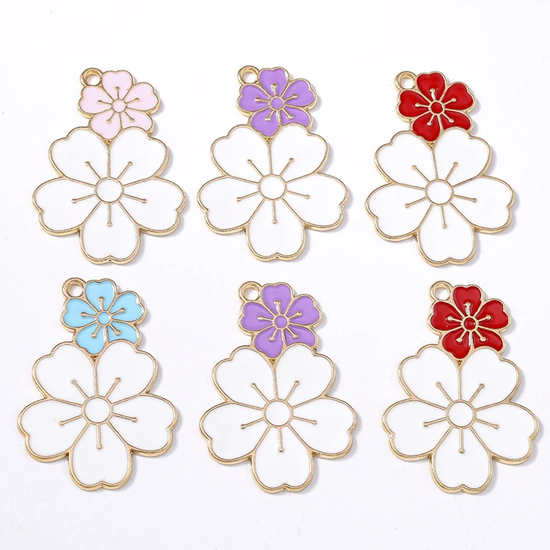 

Duarte 20Pcs/Lot Cute Enamel Sakura Flower Charms Pendants for Jewelry Making Drop Earrings Necklaces Bracelet DIY Crafts Supply