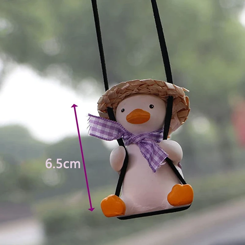 2Pcs Swinging Duck Car Hanging Ornament Swing Duck Car Mirror Cute Anime Car Accessories Car Decoration Ornament Gift