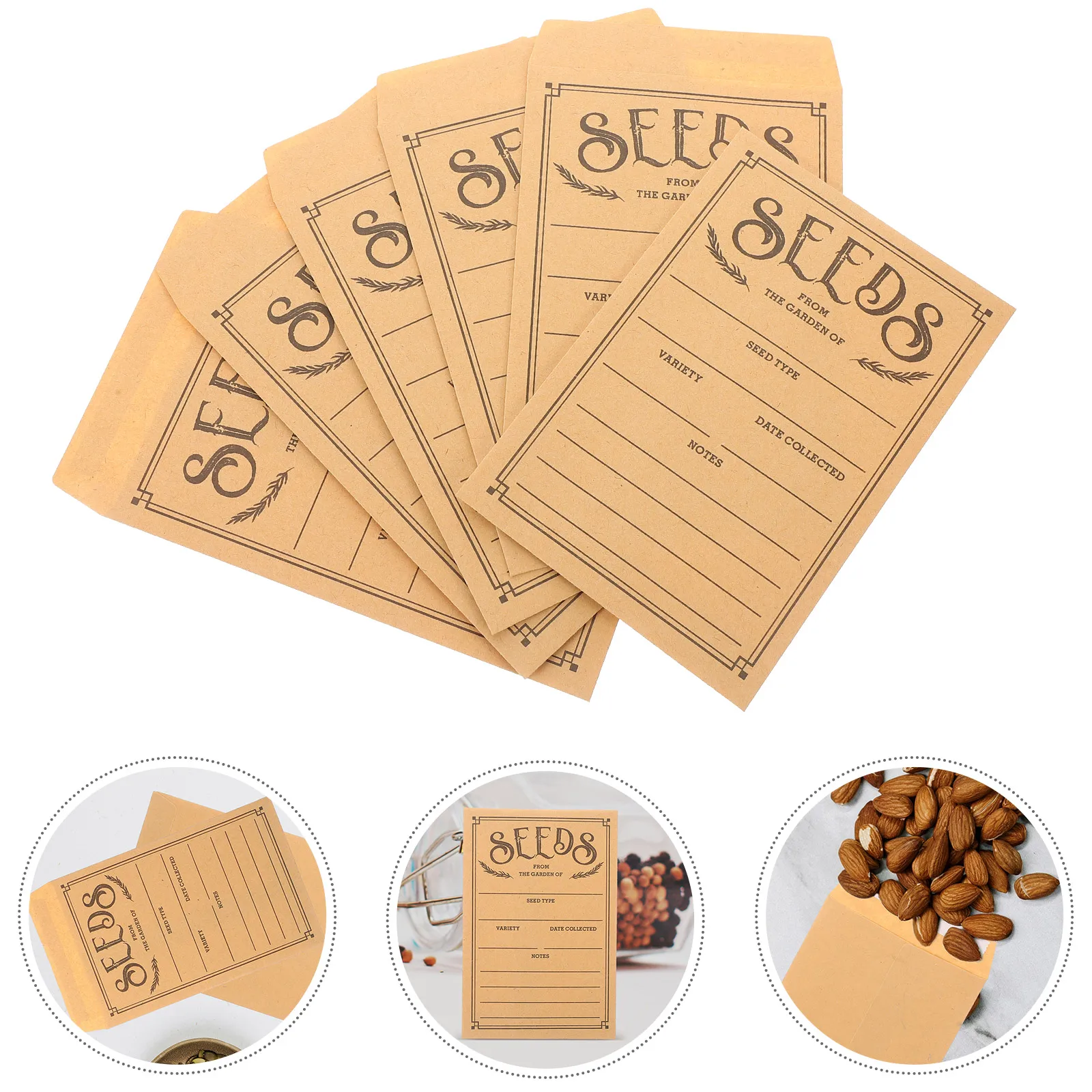 

50pcs Seed Envelopes Vegetable Seeds Paper Small Cash Packaging Coin Saving Reusable Storage Packets Gardening