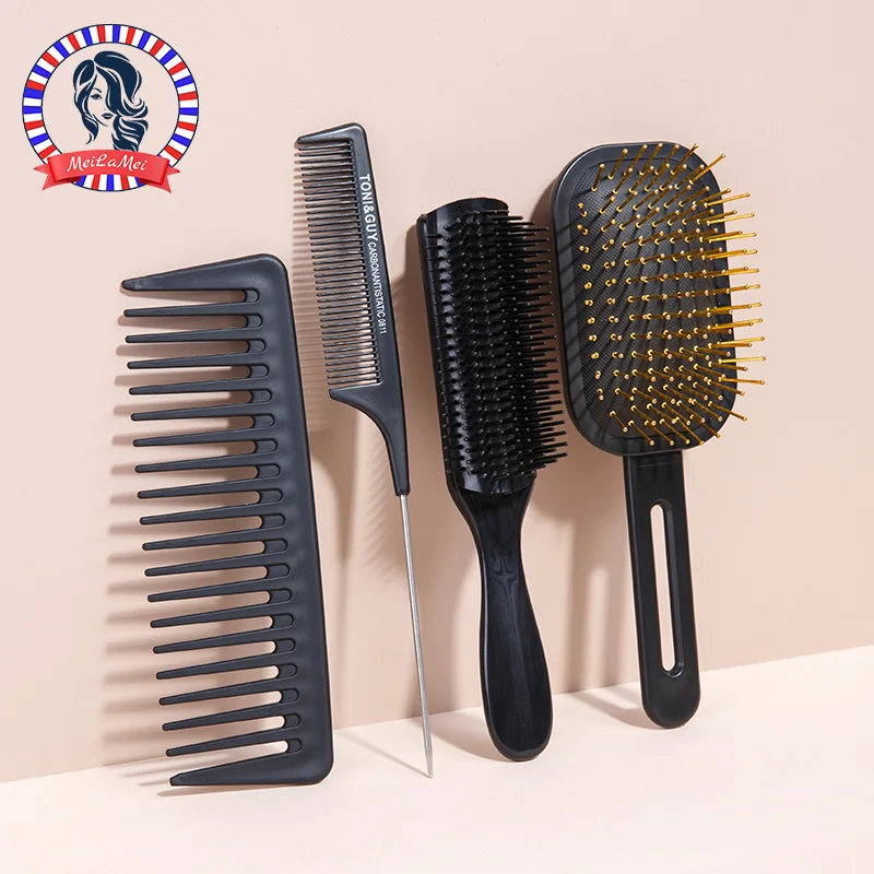 4pcs Set Comb Fashionable Home Use Curly Hair Airbag Comb for Men&women Hair Massage Comb Style Rolling Comb Multi-purpose Comb