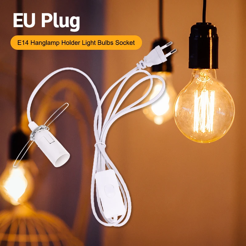 

EU Plug E14 Hanglamp Holder Light Bulbs Socket With Switch Wire 1.55m Power Cord Cable For Pendant Fixture Hang Lamp