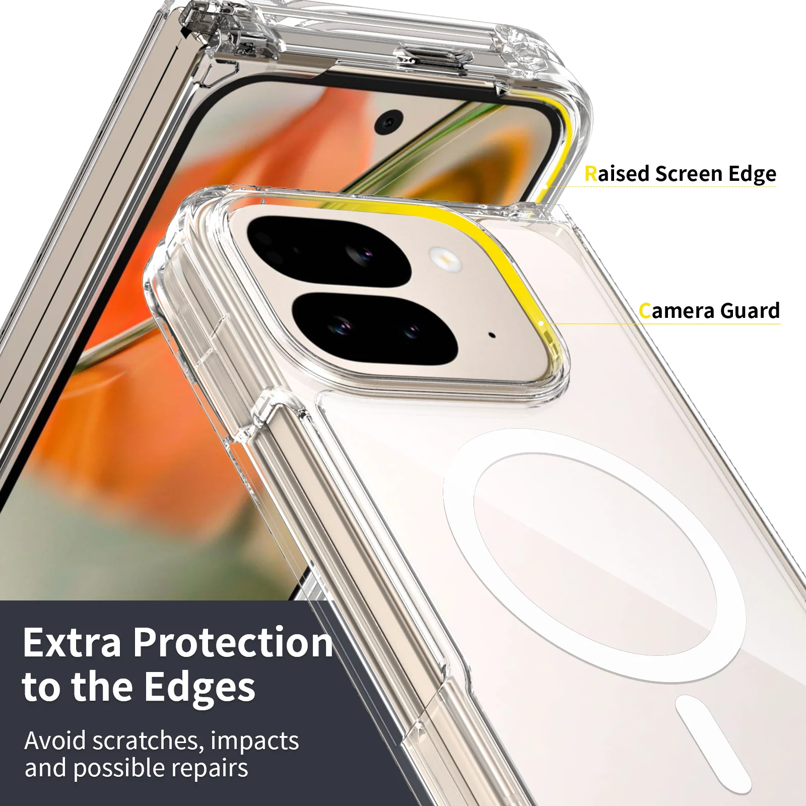 Przezroczyste etui na telefon Pixel 10 Pro Fold, kompatybilne z MagSafe, z ochroną przed upadkiem, do Google Pixel 10 Pro Fold — zdjęcie produktu 6