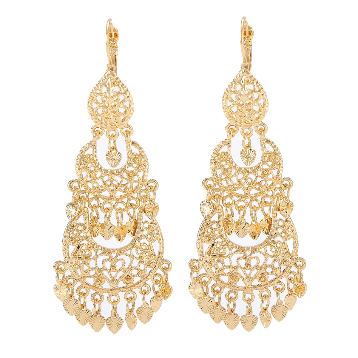 Ladies Birthday Party Wedding Gift Fashion Fringe Earrings Heart Pendant Luxury Accessories Exquisite Patterns Exquisite Texture