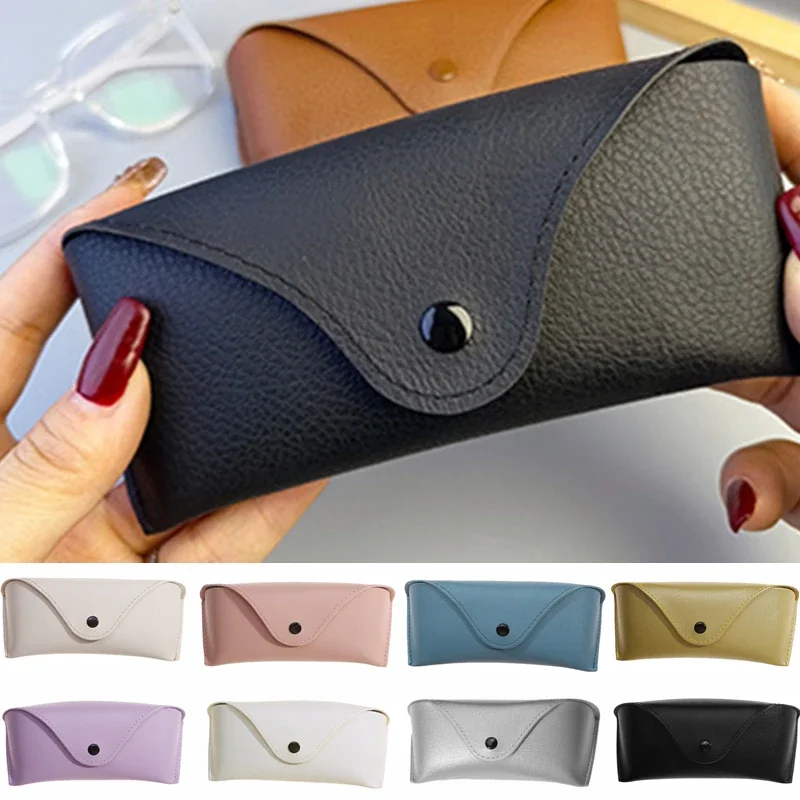 

Durable Leather Eye Glasses Sunglasses Hard Case Convenient Lightweight Protector Box Solid Color Pouch Bag Easy To Carry
