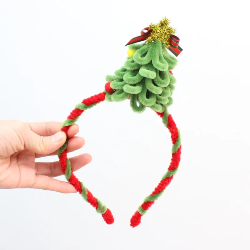 

Pipe Christmas Tree Hair Hoop With Butterfly Headband Party Stage Performance Headdress Children's Christmas New Year Gifts