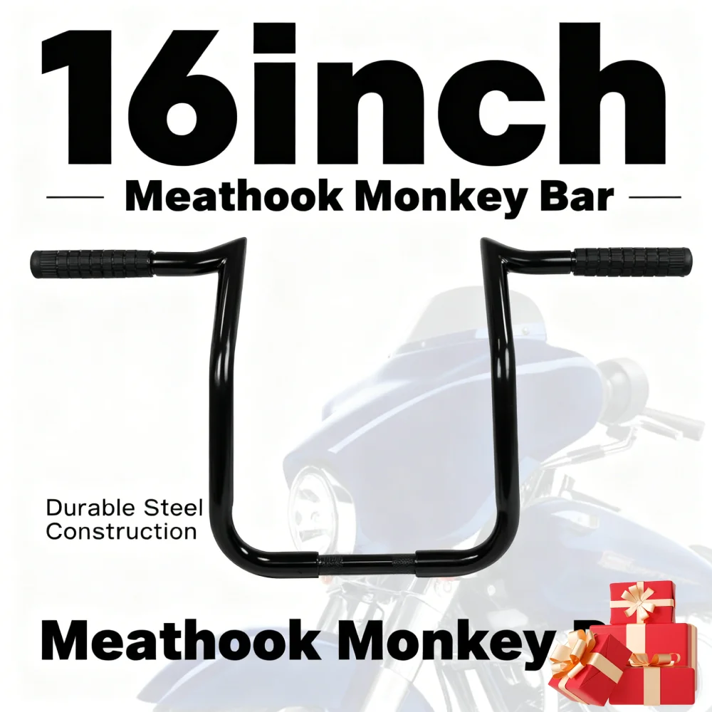 

For Harley 16inch Ape Hangers Handlebars Sturdy Iron Meathook Monkey Bar Wide Grip Meathook Ape Hangers Handlebars