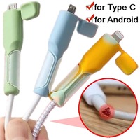 Cable Protector for Android Dual Type C Charging Cord Protection Soft Silicone Wire Holder Cable Winder Clip for Samsung USB C