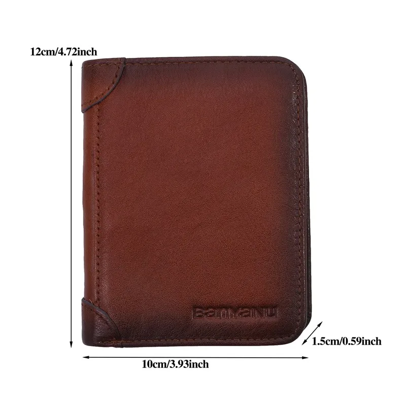 New Men Wallets PU Leather Short Card Holder Luxury Brand Men's Purse High Quality Classic Retro Male Wallet Three Fold Payment