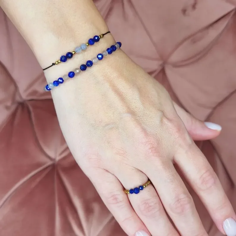 Minimalist bracelet on a thread of natural stones 