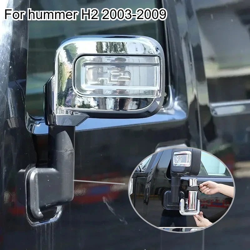 

Suitable For Hummer H2 2003-2009 ABS Silver Car Rearview Mirror Cover Rearview Mirror Rain Brow Frame Trim Car Accessories