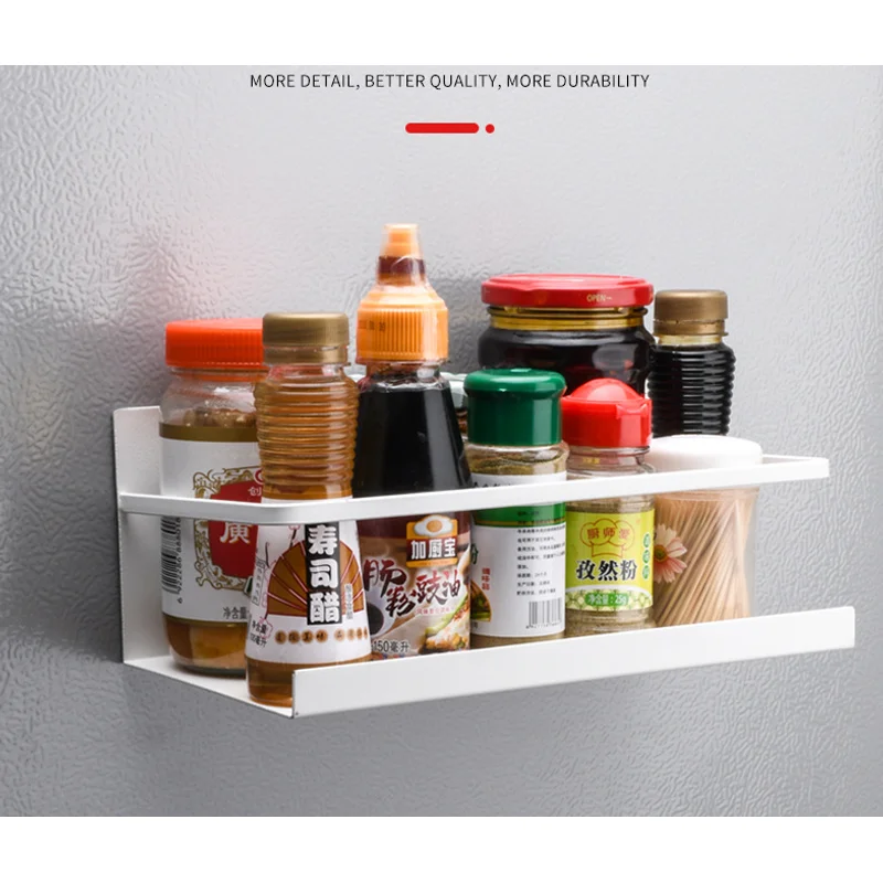 Kitchen Storage Rack Non Perforated Wall Hanging Rack Household Kitchen Multifunctional Refrigerator Magnetic Absorption Holder