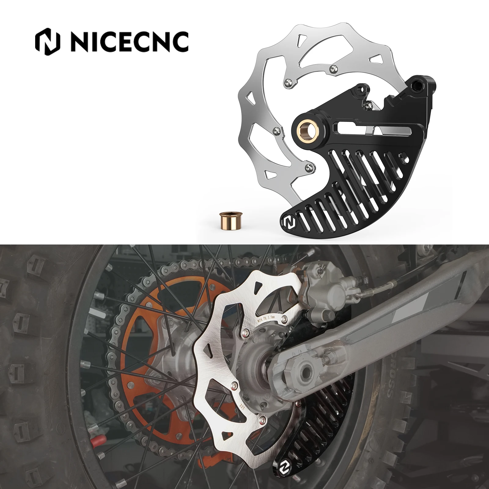 NICECNC For 2024 KTM EXC 300 TPi 6D XCW XCFW EXCF 530 500 450 400 350 300 250 200 150 125 SX XC 2004-2024 Rear Brake Rotor Kit