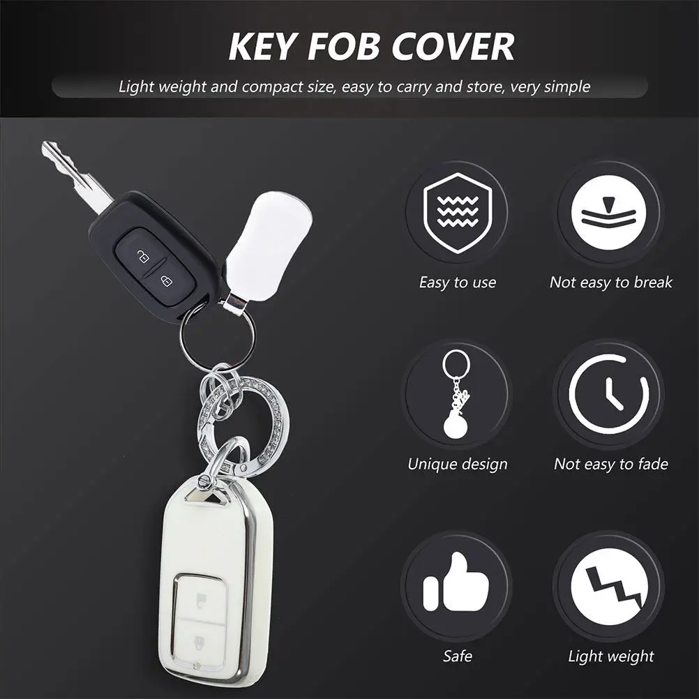 2Pcs Key Fob Cover for Car Keys Stylish Button Access Enhanced Grip Protective Case Fits Most Vehicle Remote Key Fobs