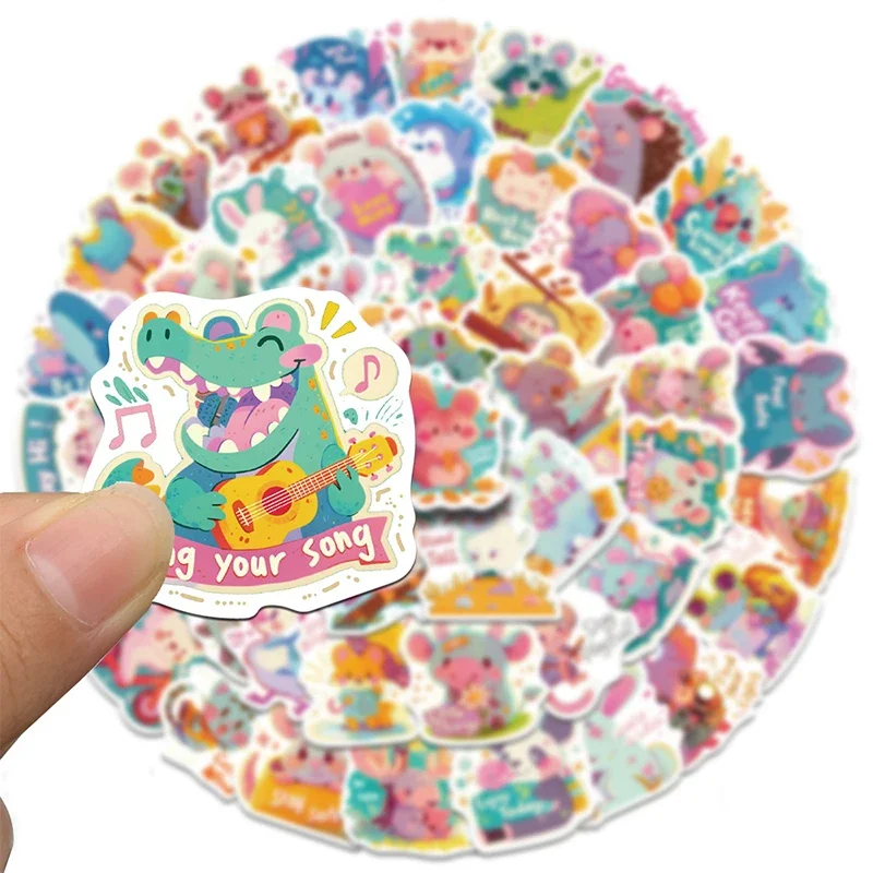50PCS Cute Cartoon Animal Stickers Kawaii Animal Sticker Waterproof Vinyl Decals for Water Bottle Laptop Luggage Helmet