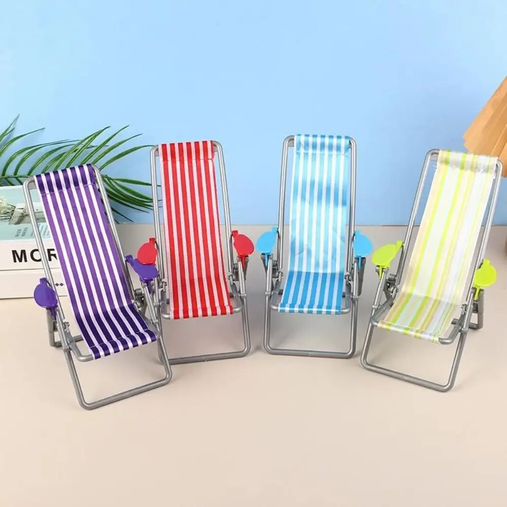 New Mini 1/6 Dollhouse Chair 4 Colors 12*11*19.5cm Foldable Beach Chair Model Casual Reclining Chair Outdoor Dollhouse