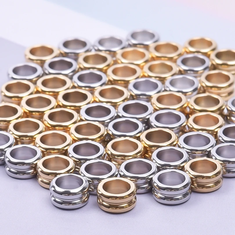 10Pcs High Quality Stainless Steel Gold Color Small Hole Bead 5 Styles Spacer Bead Hand Diy Jewelry Making Findings Supplies