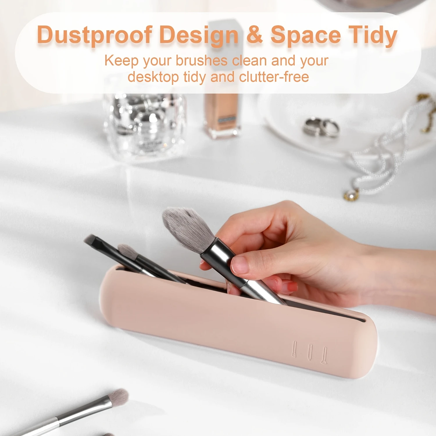 

Travel Makeup Brush Holder, Silicon Trendy And Portable Cosmetic Face Brushes Holder, Soft And Sleek Makeup Tools Organizer For