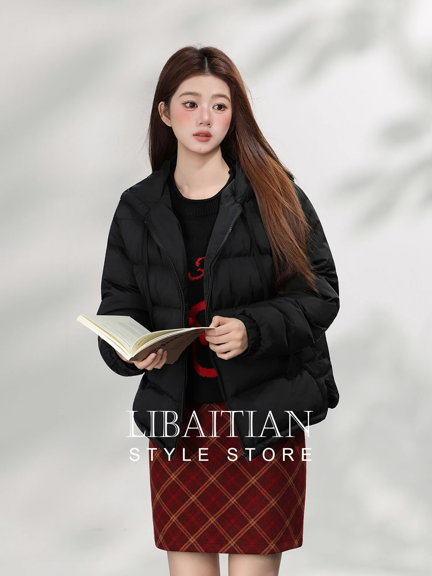 

Корейская вязаная куртка-пэчворк с капюшоном на молнии, хлопковая, женская, свободного кроя, теплая, объемная, верхняя одежда, пальто с длинными рукавами, стандартный крой