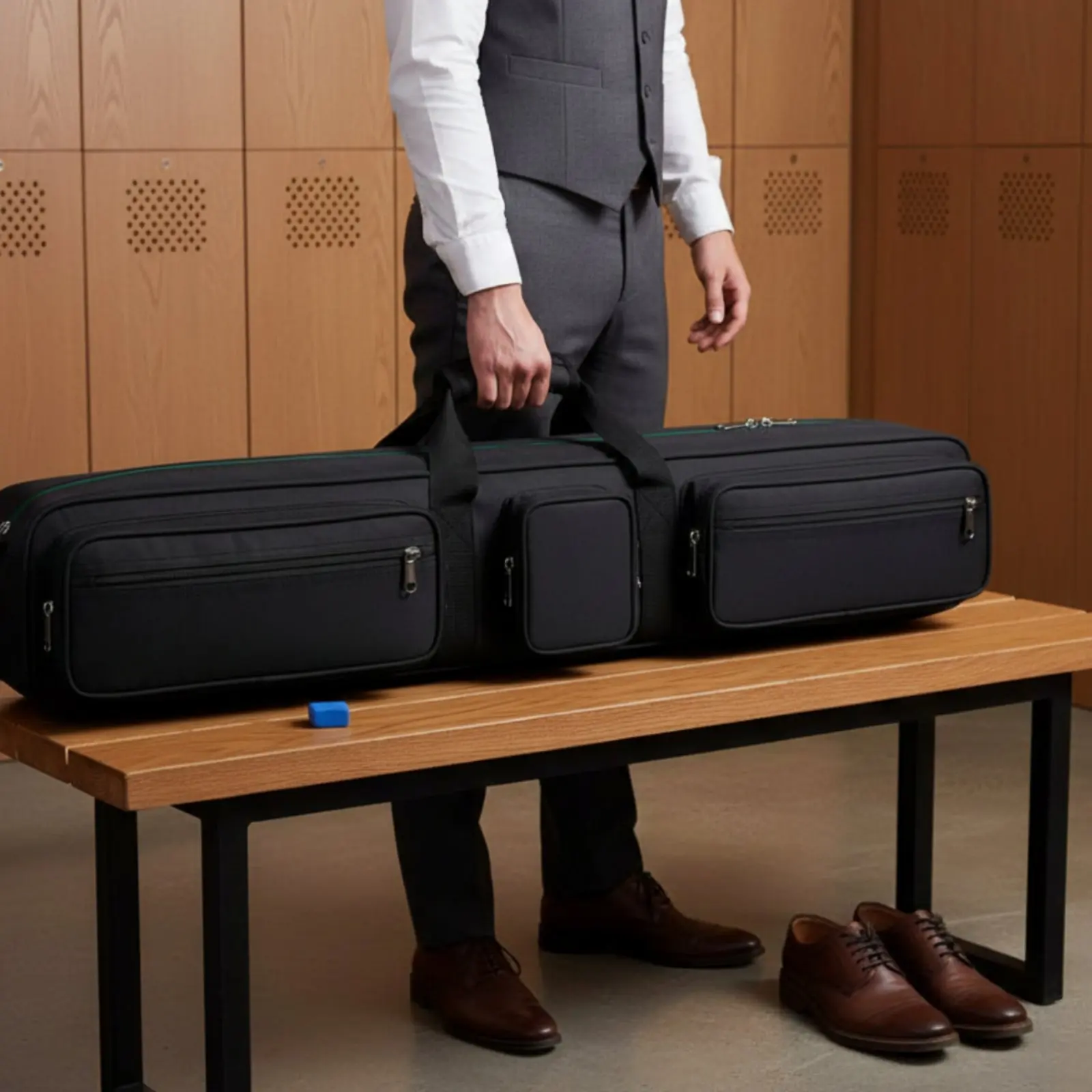 7-Hole Cue Bag Multiple Pockets 1/2 Cue Case Billiard Stick Carrying Bag Safeguarding Lightweight for Tournament