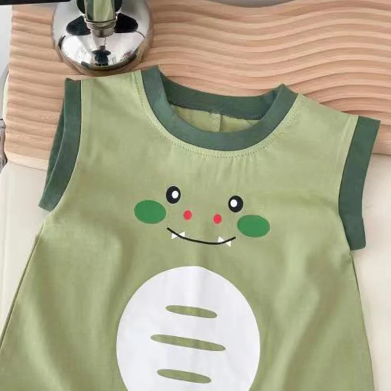 Dinosaur Baby Summer Romper Cotton Korean Infant Jumpsuits for Girls Boys Clothes Sleeveless Toddler Outfit Kids Onesie