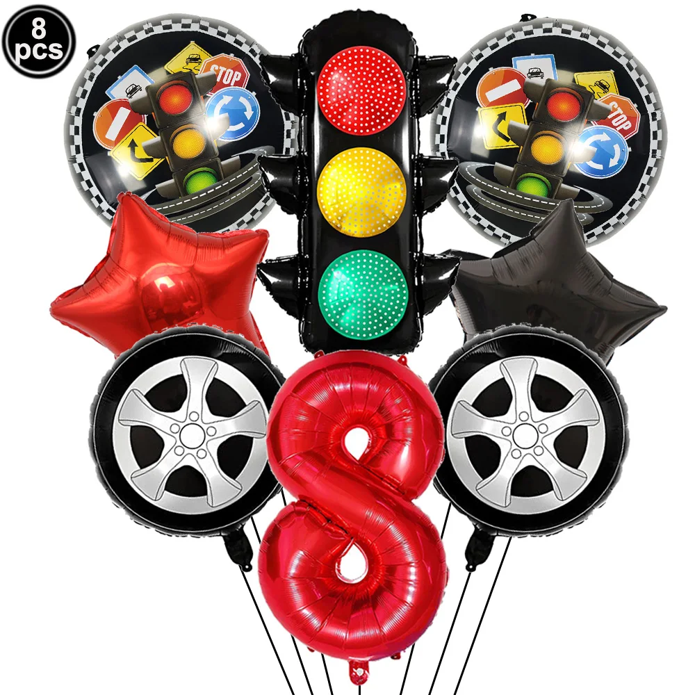 レーシングカー風船キット 信号機風船 レーシングカーホイール - Lighting Mcqueen Birthday Decor のレビューと価格