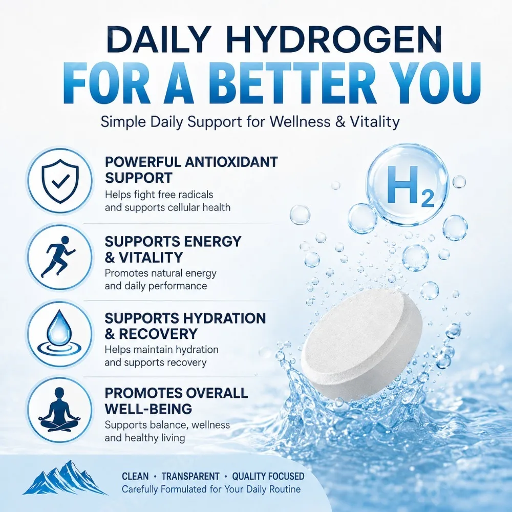 Molecular Hydrogen Tablets 12PPM with 23mg Magnesium for Antioxidant & Brain Energy Support, Daily Cellular Health, 30 Tablets