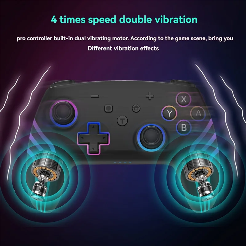 Controlador de juego inalámbrico para Nintendo Switch Lite con sensor giroscópico de seis ejes, calibración de joystick 3D y luz colorida RGB-VVNB