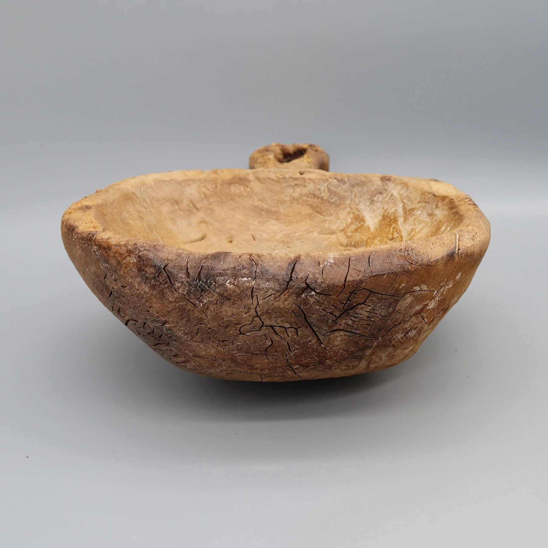 Old Wooden Scoop, Solid Wood Bowl, Plant Pot, Home Decoration